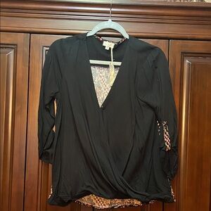 Hem & Thread Black Women's Blouse with Patterned Accents